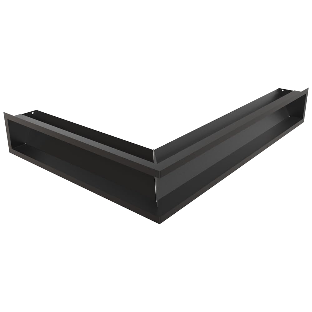 KRATKI LUFT Rejilla de ventilación angular 547x766x120 mm negra - Rejilla de ventilación angular para chimeneas y sistemas de calefacción, metal, pintada con pintura en polvo, decorativa