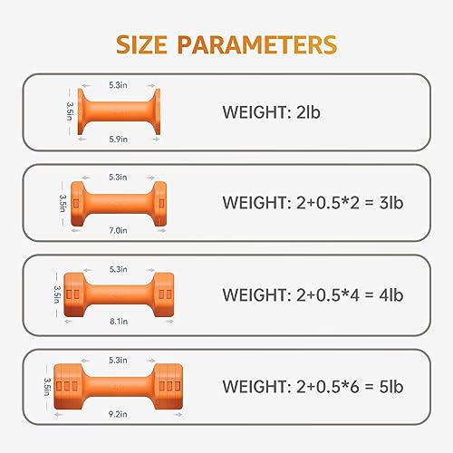 Fiar Adjustable Weight Dumbbells Set- A Pair 4Lb 6Lb 8Lb 10Lb (2-5Lb Each) Free Weights Set For Home Gym Equipment Workouts Strength Training For Women, Men,Teens 3 Colors (Orange) #TOP5