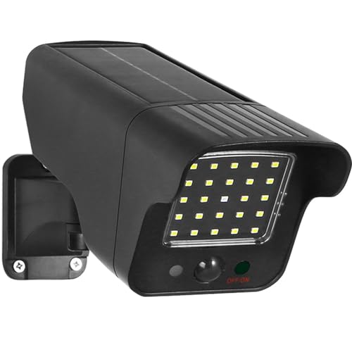Maclean Pack de 4 cámaras Falsas con Detector de Movimiento y luz LED Rojo Intermitente | Cámara de vigilancia IP con Lente | IP65 para Exteriores | 216/149 lúmenes 6500K