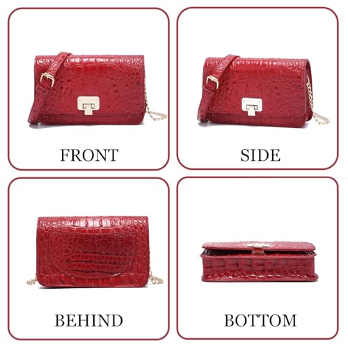 Image of Makcr Joacbv Small Crocodile Crossbody Cell Phone Purse for women Vegan Leather Clutch Wallet with Leather Shoulder Strap | Small