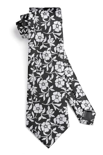 Image of HISDERN Mens Ties Solid Color Tie and Pocket Square Set Classic Woven Formal Neckties & Handkerchief Wedding Party