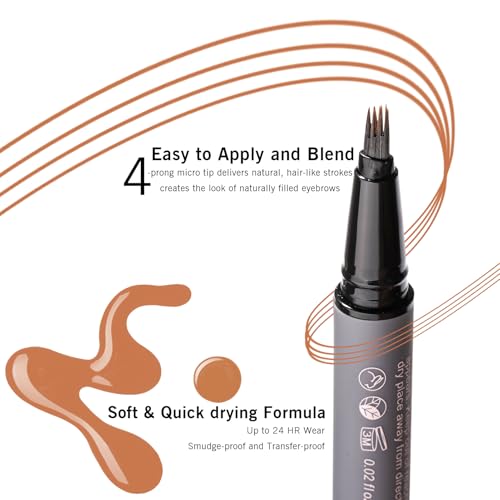 Image of Strawberry Blonde Eyebrow Pencil with 4-Prong Micro-Fork Tip, Ultre Precise Gold Eyebrow Pen for Blonde /Red Hair, 24H Long Wear YES.EYE DO (Soft Gold-Blonde)