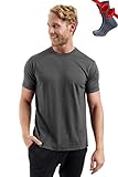 Merino Wool T-Shirt Mens - Merino Wool Undershirt Thermal Shirt for Men and Hiking Socks (Medium, Grey)