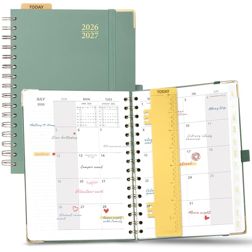 POPRUN 2026-2027 Monthly Planner, 18 Month Calendar (July 2026-Dec 2027), 6.25" x 8.5" A5 Spiral Hardcover Organizer with Dotted Note Pages, Professional Appointment Book for Business Office