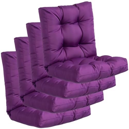 Image of QILLOWAY Outdoor Chair Cushion for Patio Furniture, Waterproof Patio Cushions Set of 4 with Ties, Fade Resistant Replacement Pads for Outdoor Rocking Chairs,Purple