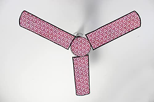 Image of Stylista Waterproof & Dustproof Three Blade Ceiling Fan Cover with attachable Enclosure Set of 4 Fan Covers Packed Pattern Pink