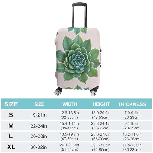 Green Succulent Pattern Suitcase Covers Luggage Protector - Travel Elastic Baggage Case Protective, Washable Anti-scratch Large Suit Case Cover for Suitcases Fits 19-32 Inch Luggages XL2