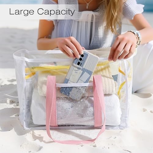 Women's Clear Beach Tote Bag – Waterproof PVC Transparent Handbag – Large Sandproof Shoulder Bag for Stadium, Travel, Gym, Pool and Outdoor Use3