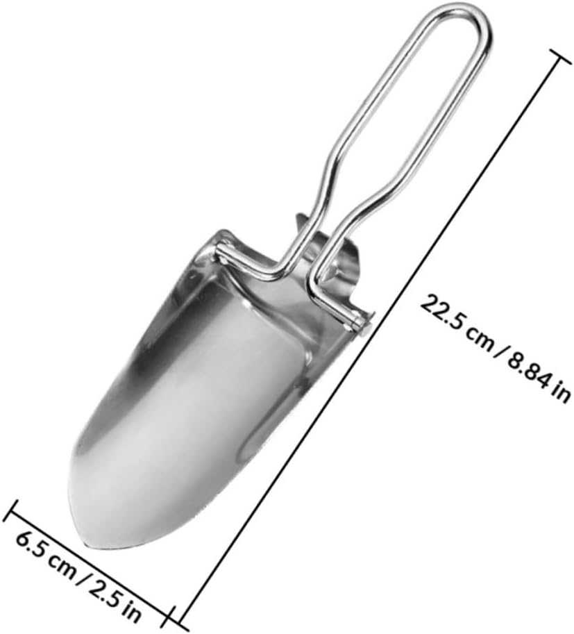 Folding Stainless Steel Camping Shovel with Carry Bag Portable Gardening Trowel Lightweight Outdoor Tool for Hiking Backpacking Fishing