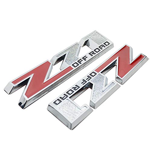 Image of 2Pack Offroad Rear Trunk Emblems Door Side Sport Badge Nameplate Lettter Compatible with Z71 Off Road 10 inch (Red Silver Black)