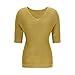 Womens V Neck 3/4 Length Sleeve Loose Fit Tops Casual Dressy Comfy Shirts Fashion Lightweight Office Work Blouses Flowy Summer Tops Yellow 4X