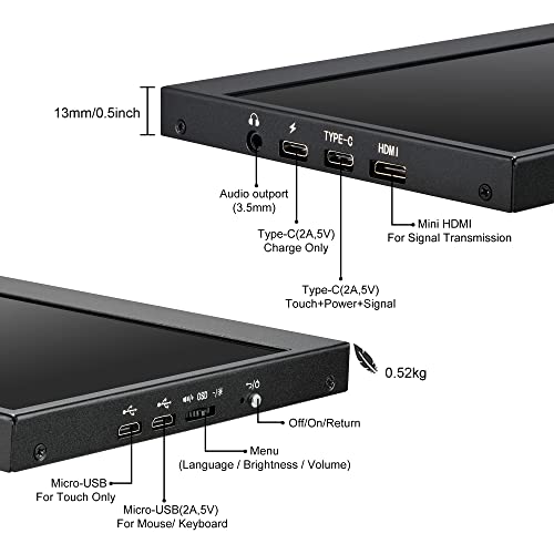 Wisecoco 14 Inch Uhd Ips 3840X1100 Touch Secondary Screen Stretched Bar Lcd Monitor Mini Hdmi For Laptop Computer Health Speed Temperature Windows Second Screen Lcd Display Aida64 Sub Cpu Gpu Display #TOP5