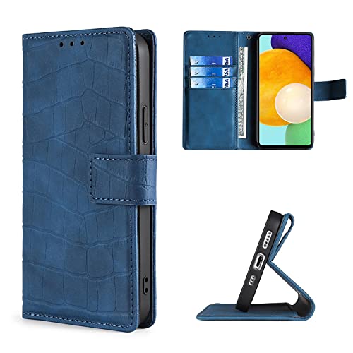 Compatible With Galaxy A04 Leather Case, Wallet Flip Magnetic Case With Card Slots Stand Shockproof Folio Phone Cover For Galaxy A04, Blue #TOP7
