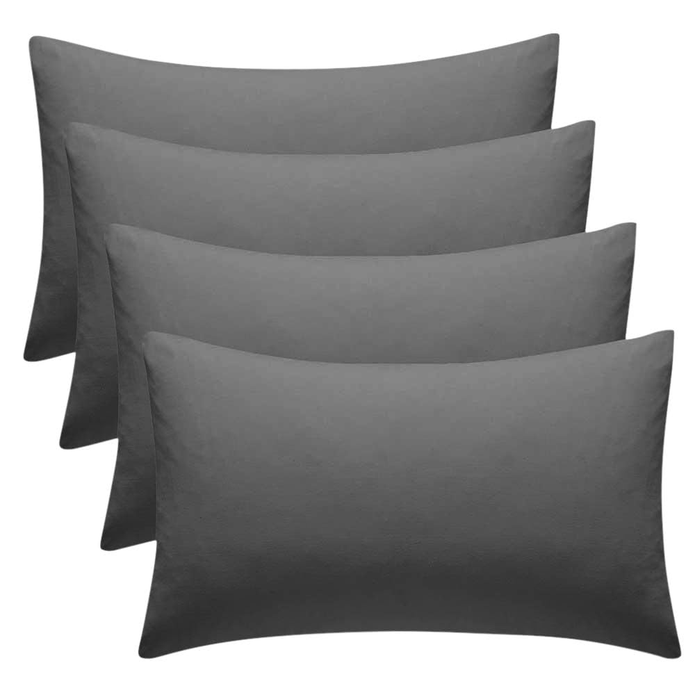 4 Pack Pillow Cases 100% Brushed Microfibre Plain Pillowcases Super Soft Touch Cosy Anti-Allergy Anti Bacterial with Envelope Closure 48 x 75cm Bed Pillow (Black) — image 1