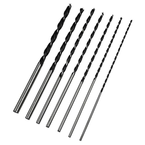 7-teilig Holzbohrer Set,30cm Balkenbohrer Spiralbohrer Bohrerset,Bruchfeste Schlangenbohrer für Hartholz und Weichholz,extra lange Bohrer,Lange Holzbohrer Ø4, 5, 6, 7, 8, 10,12x300mm
