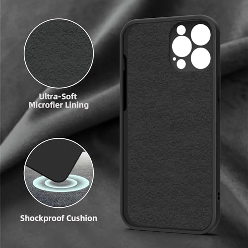 Image of DIZORO Protective Case Compatible for iPhone 15 PRO Camera Protection Case 6.1, Slim Liquid Silicone 3 Layers Full Covered Soft Gel Rubber Phone Case Protective Cover - Black