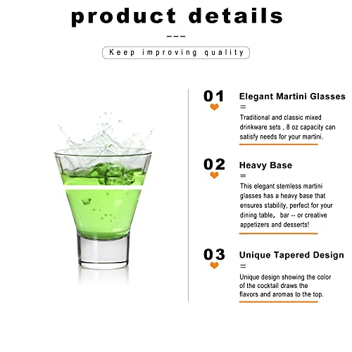 image for LUXU Martini Glasses,Cocktail Glasses Set of 4-Stemless Martini Cockta