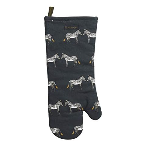 Sophie Allport - Zebra Gauntlet, Single Oven Glove, Padded Heat Protection, 100% Cotton, 19cm x 42cm Cover