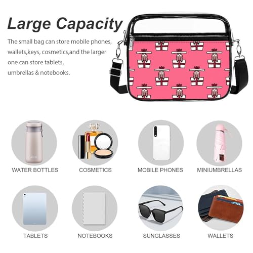 Sloth Gifts Large Crossbody Bag Clear Stadium Bag Anti-Theft Side Shoulder Bags Messenger Bag with 2 Compartments3