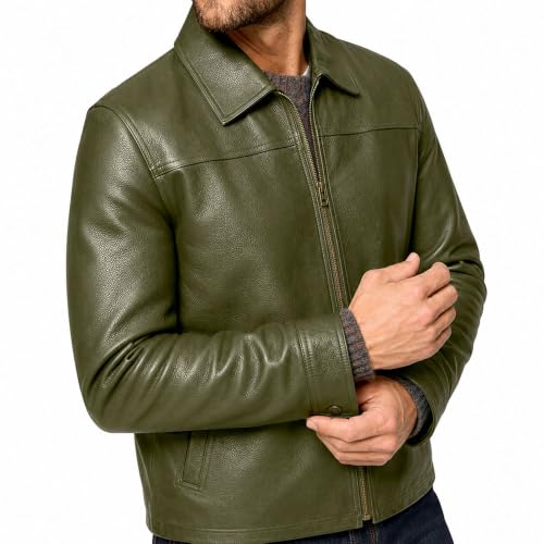 Image of Isaac & David Chicago Men's New Black /Brown Lambskin Leather Classic Open Bottom Jacket Motorcycle Vintage Racing Jacket