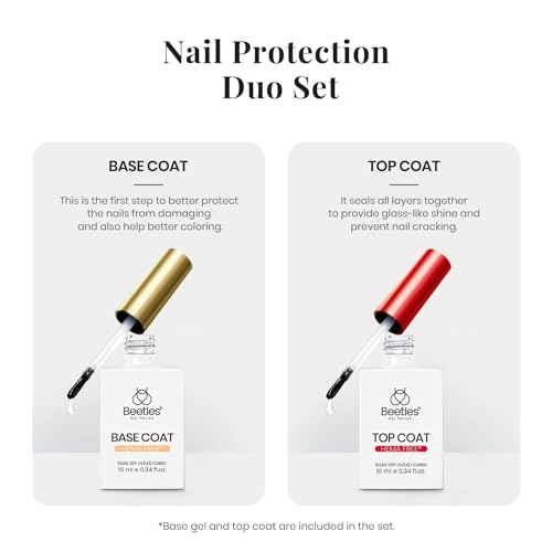Image of Beetles French Tip Gel Polish - Ink Snow Twins with Base Coat Top Coat, 2 Colors HEMA-Free Black & White Gel Nail Polish Set, Soak Off UV LED French Nail Kit, Fall Nails for Beginner & Professional