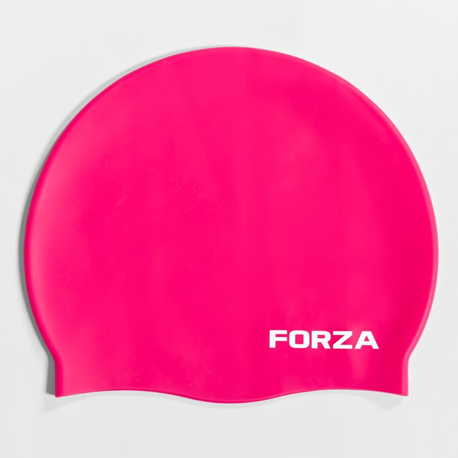 FORZA Kids’ Swimming Caps | Premium Silicone Swim Hats for Children Aged 3-13 | Comfortable, Durable, & Splash-Proof | Available In 5 Multiple Pack Sizes (50, Pink, M)