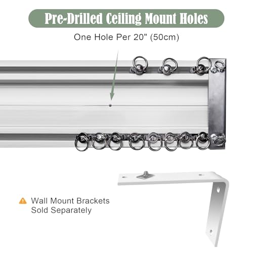 ZSHINE Conjoined Double Curtain Track System（White, 9.5ft 2 Sets） by zshine - Used condition - Image 5