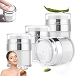 4 Pcs Cream Jar Vacuum Bottle, Airless Moisturiser Pump Container with Face Cream Spoons Empty Refillable Lotion Dispenser Portable Cosmetic Sample Container Pot for Travel & Home Use(30ML)