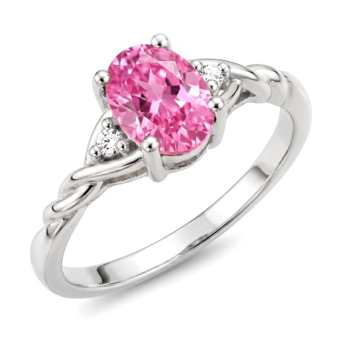 Image of Rylos Sterling Silver Classic Birthstone Ring - 7X5MM Oval Gemstone & Diamonds - Women's Jewelry, Sizes 5-10
