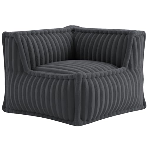 Bananair - Pouf Salon & Chambre - Bean Bag Compressé en Fourrure Synthétique Douce avec Rembourrage Mousse - Fauteuil Pouf d’Angle - Boneless Couch Confortable et Élégant (Gris Foncé)