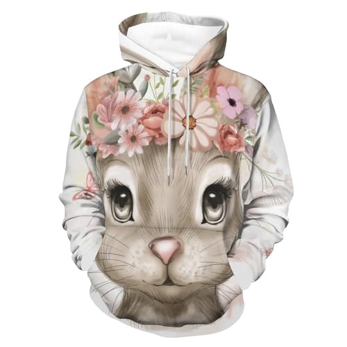 Sweat à capuche papillon lapin pour homme et femme taille S
