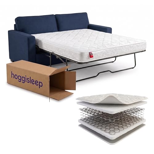 hoggisleep 47 x 72 Three-Quarter 5 Inch Sleeper Sofa Bed Mattress - Innerspring Medium Firm Waterfall White Designer Jacquard Cover Bed in a Box Mattress Made in USA
