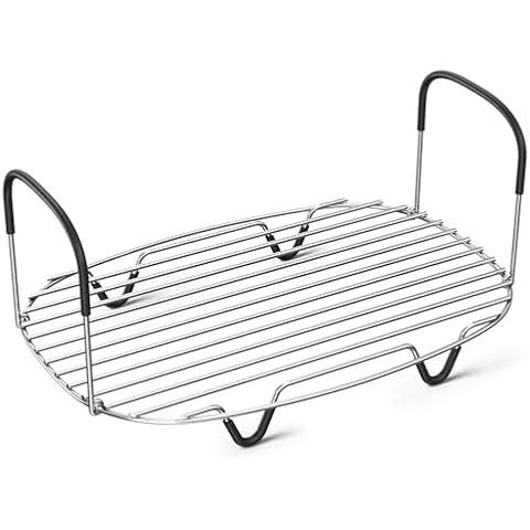 Goldlion Steam and Roast Rack Compatible with Ninja Crockpot Slow Cooker - Stainless Steel Roasting Rack with Silicone-Protected Feet & Handles - Accessories for Ninja Foodi Possiblecooker Cover