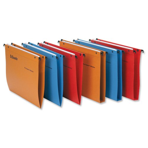 Esselte 21647 Orgarex A4 Suspension File Kraft V-Base 15 mm Capacity - Red, Pack of 25, Red,White