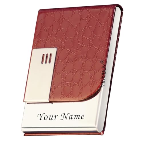 Image of Mini2buy Customized Name Engraved Card Holder for Credit, Debit, ATM, and Business Visiting Cards from Premium Stainless Steel Size Ideal for Personal use or Corporate Gifting (Marron)