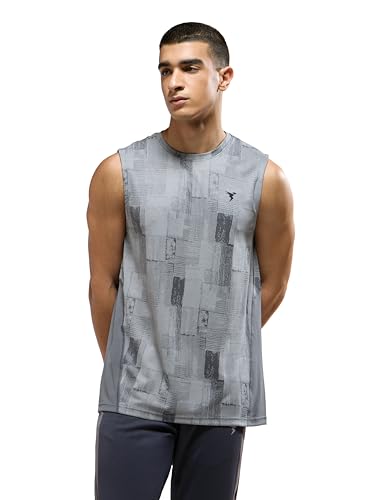 Image of TECHNOSPORT Men's Slim Fit Jacquard Crew Neck Sports Vest with Double Cool, Quick Dry for Sports, Gym & Regular use