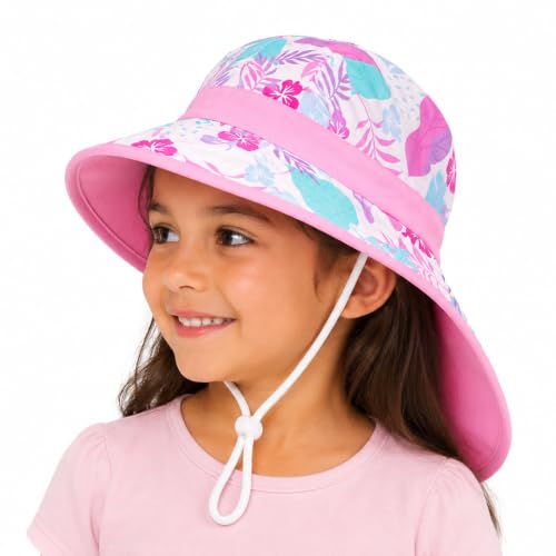 Image of VRITRAZ Sun Protection UPF50+ Bucket Hat Toddler Summer Beach Play Hats with Neck Flap for Girl, Boy, Kids Summer Hat, Bucket Hat for Kids Ages 3-10 Years