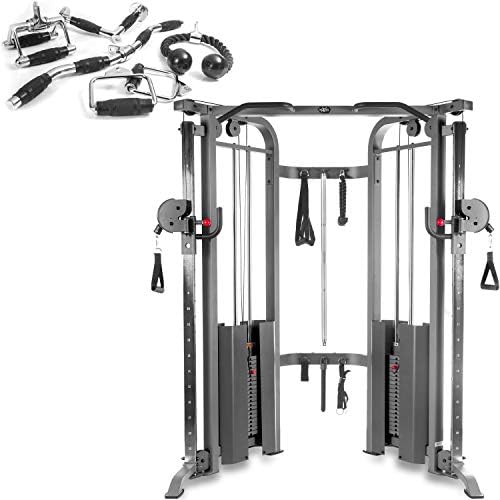 XMark Functional Trainer Cable Machine, Dual Adjustable Pulley Machine with 200 lb Weight Stacks, 19 Levels of Adjustments and Upgraded Accessory Package