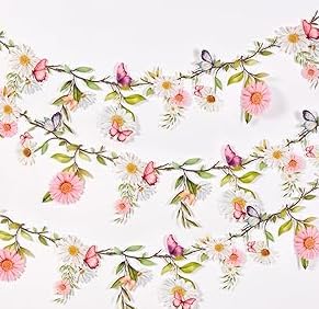 SUNBEAUTY PET Blumen Girlande Wildblume Deko Banner Blumen in Vielen Farben Banner für Babyzimmer Gartenparty Deko Frühling Sommerdeko Kindergeburtstage Hochzeit Babyparty