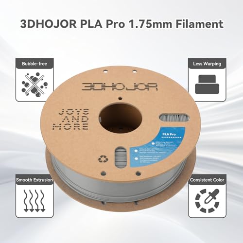 Image of 3DHoJor PLA Pro (PLA+) Filament 1.75mm, 3D Printer Filament, Cardboard Spool, Dimensional Accuracy + /- 0.03 mm - Silver, 1kg