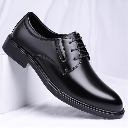 Men's Fashionable Lace Up Oxford Dress Shoes for Business Formal Black Pointed Toe Low Cut Genuine Leather Comfortable Work Shoes3