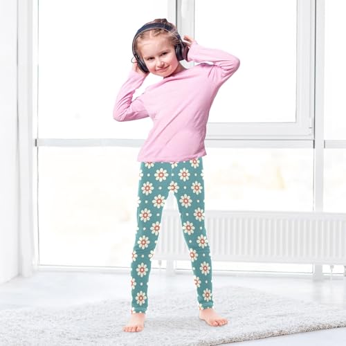 Simple Cute Floral Prints Girls Leggings Soft Comfortable Athletic Leggings Dancing Pants for 4-10 Years4