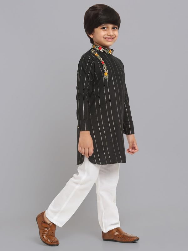 Image of Traditional Ethnic Wear Cotton Kurta Pyjama Set For Kids & Boys
