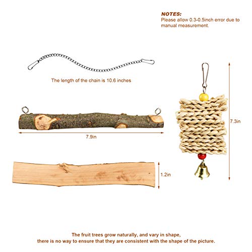 Roundler 4 Pack Parrot Swing Toys Set,Natural Wood Perch Parrot Chew Toys Bird Swing for Cages Corn Husk Skewer,Suitable for Small and Medium Cockatoo,Cockatiel,Conure,Lovebirds,Canaries (Style-2) - Thumbnail 2