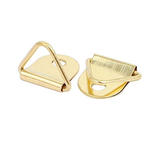 Image of uxcell Picture Photo Frame Cross Stitch Triangle Ring Hanger Hook Gold Tone 50pcs