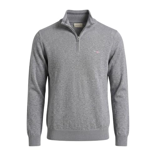Image of GANT Men's Classic Cotton Half Zip Pullover Sweater, Dark Grey Blend, XL