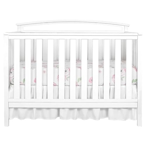 Crib Bed Skirt, Crib Skirt for Baby Boys or Girls, Bohemian White Bed Chic Vintage Nursery Decor 28x52x14 Inch