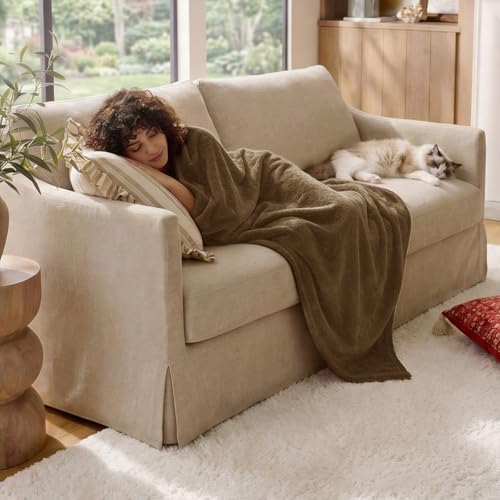 CozyLux Kuscheldecke Flauschig Decke 220x240 - XXL Flanell Kuscheldecke Groß, Weiche Sofa Decke, Warme Fleecedecke Wohndecke für 4 Jahreszeiten, Leicht Sofa Überwurf, Blanket 220x240 cm, Braun
