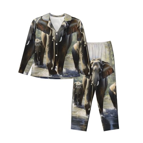 Pyjama éléphant femme manches longues respirant et fluide pour la nuit
