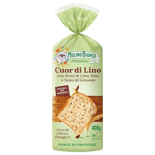Mulino Bianco Pan Bauletto Cuor di Lino, Ricco di Fibre, Senza Olio di Palma, 400 g